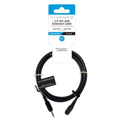 SBS - 3,5mm plug - 3,5mm socket 1,5m,-Nero