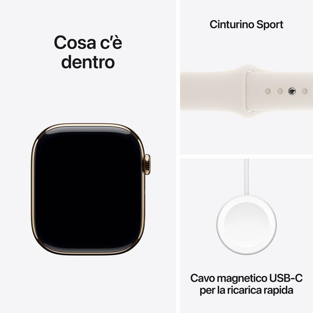 Immagine del prodotto APPLE - Watch Series 10 GPS + Cellular 46mm Titanio-Oro - Sport Band Galassia M/L