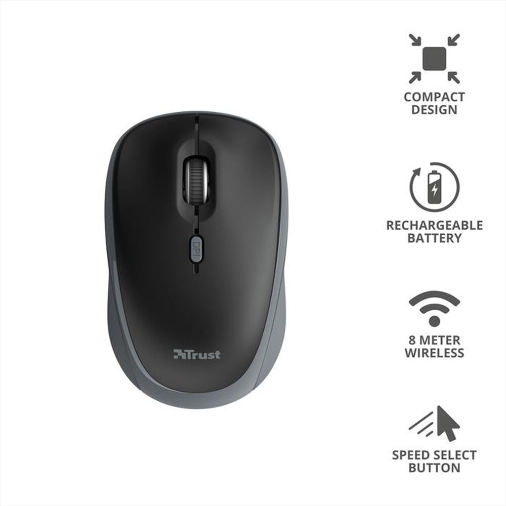 Immagine del prodotto TRUST - YVI RECHARGEABLE MOUSE BLACK-Black