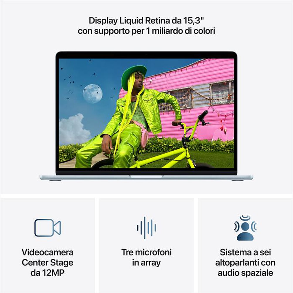 Immagine del prodotto APPLE - MacBook Air 15" M5 Core 10 CPU 10 GPU 24GB 1TB SSD-Celeste