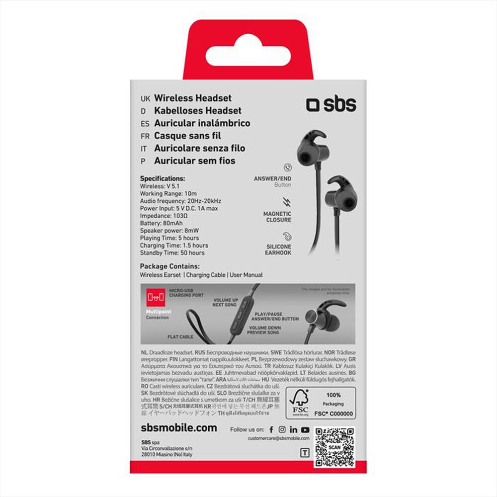 Immagine del prodotto SBS - TEEARBT501K-Nero