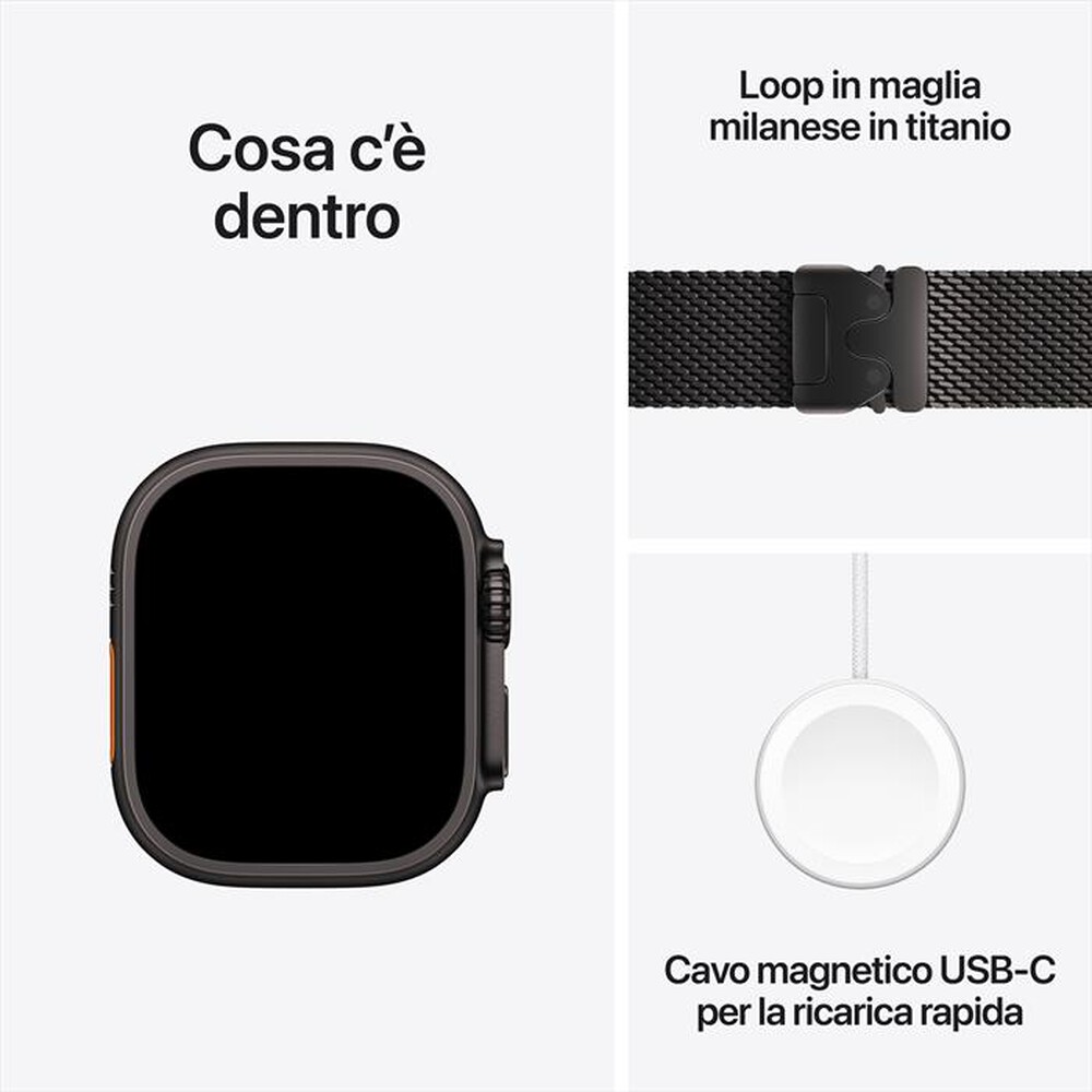 Immagine del prodotto APPLE - Watch Ultra 2 GPS + Cellular 49mm Titanio-Nero - Loop Milanese Nero - M