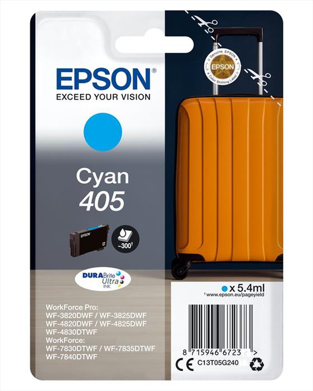 Immagine del prodotto EPSON - EPSON INCHIOSTRO  SERIE VALIGIA 405 STD CIANO-Ciano std