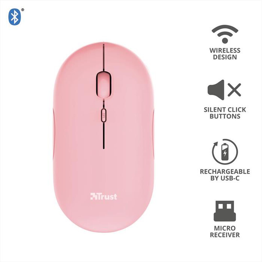 Immagine del prodotto TRUST - PUCK WIRELESS MOUSE PINK-Pink