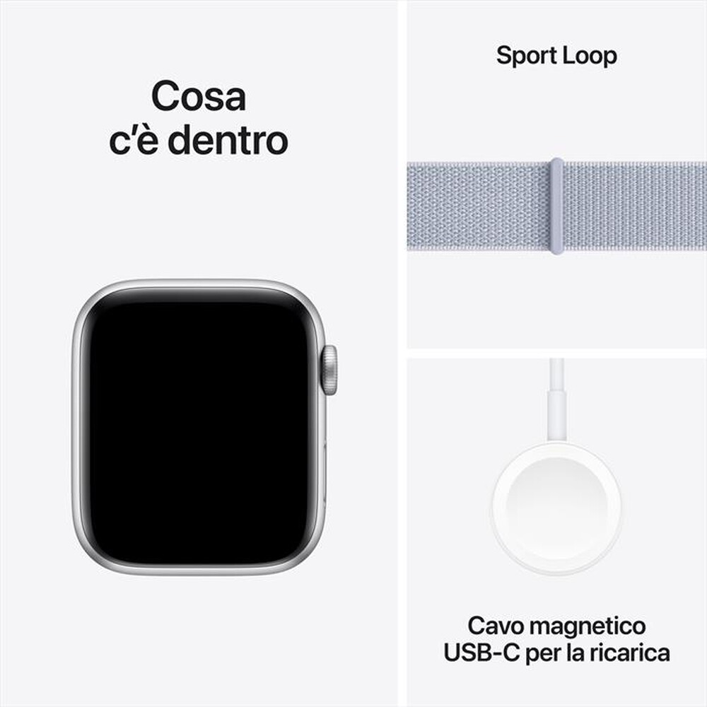 Immagine del prodotto APPLE - Watch SE GPS + Cellular 44mm Cassa Alluminio-Argento - Sport Loop Azzurro