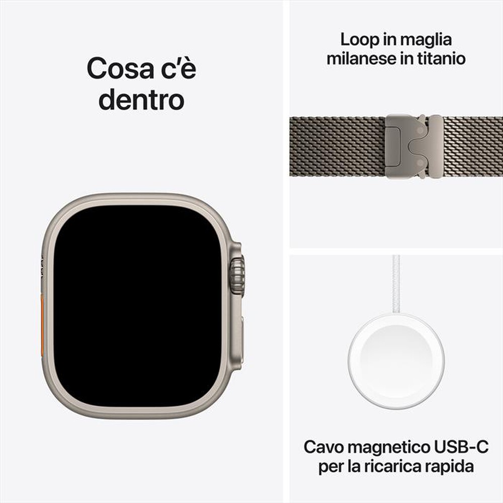 Immagine del prodotto APPLE - Watch Ultra 3 GPS + Cellular 49mm Titanio Naturale-Loop Milanese Titanio - M