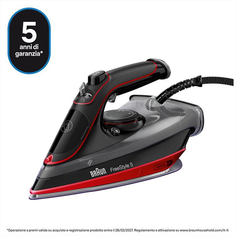 Immagine del prodotto BRAUN - FERRO A VAPORE FREESTYLE 5 SI5057RD-Rosso nero