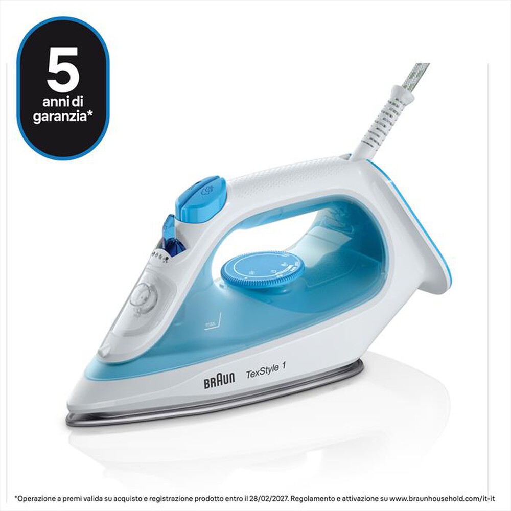 Immagine del prodotto BRAUN - FERRO A VAPORE TEXSTYLE 1 SI1050BL-Bianco blu