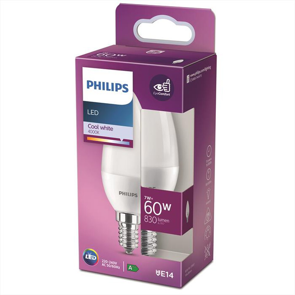 Immagine del prodotto PHILIPS - LED CANDELA 60W E14 4000K NON DIM-White
