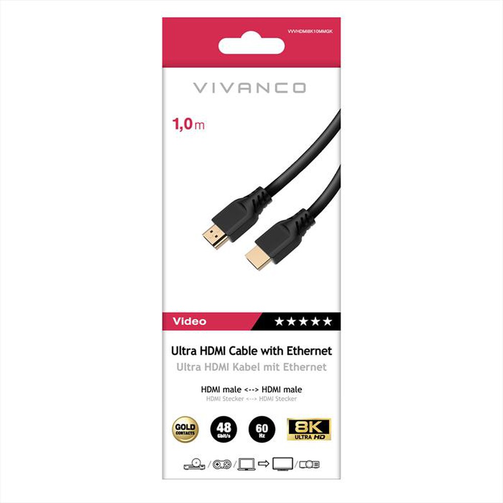 Immagine del prodotto SBS - Ultra HDMI 2.1 cavo with ethernet certified-Nero
