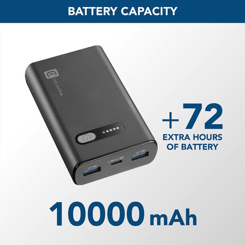 Immagine del prodotto CELLULARLINE - Caricabatterie Portatile PBFAST01PD10000K-Nero