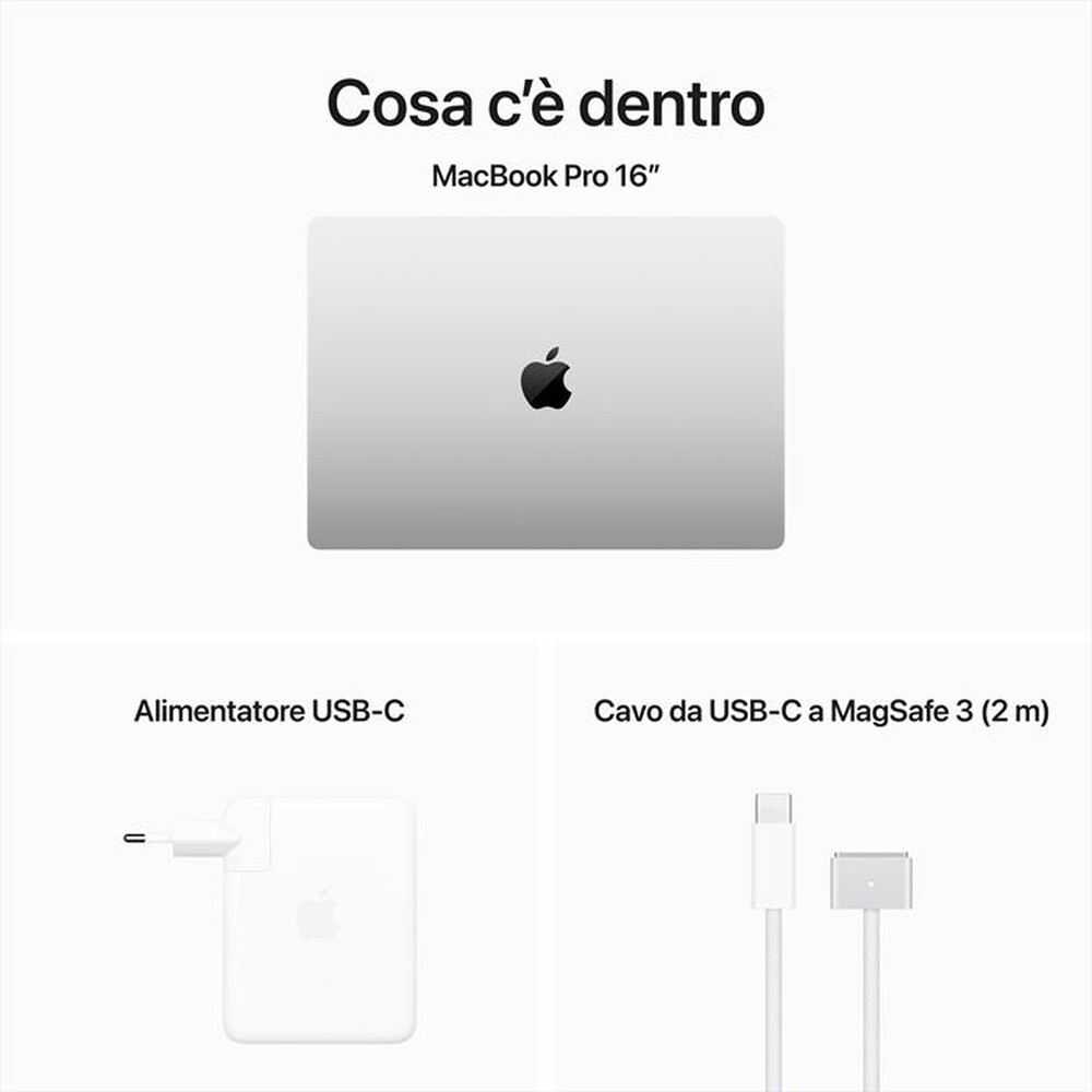 Immagine del prodotto APPLE - MACBOOK PRO 16'' M3 MAX CORE 14 CPU 30 GPU 1TB-Argento