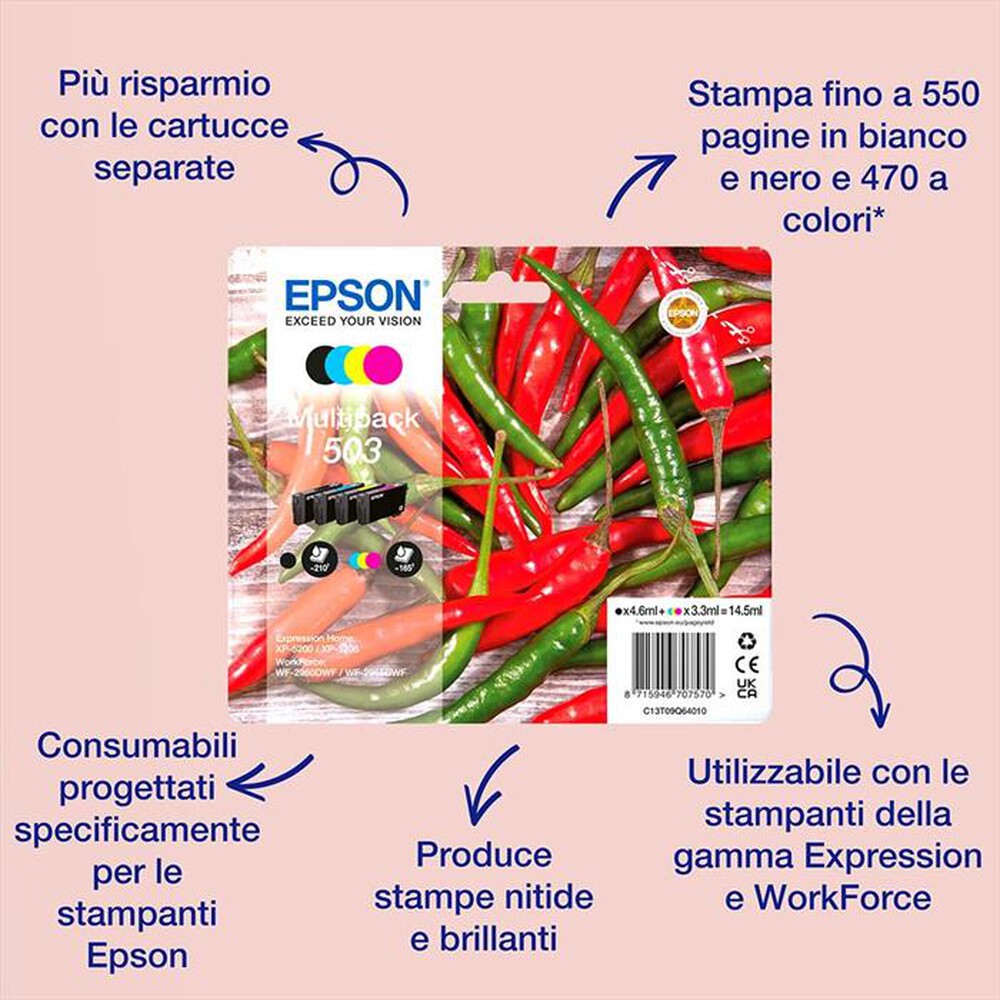 Immagine del prodotto EPSON - INK SERIE PEPERONCINI NERO 503 STD-Nero