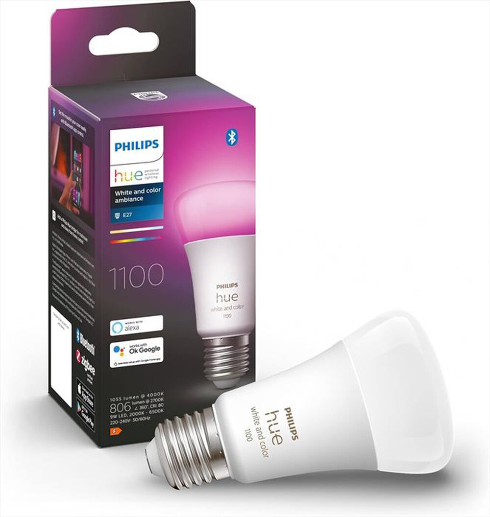PHILIPS - HUE WHITE AND COLOR AMBIANCE LAMPADINA E27 9W-Bianco