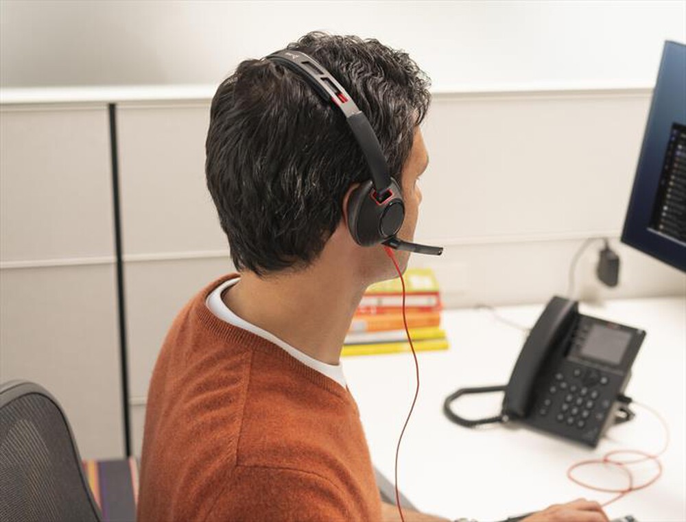 Immagine del prodotto POLY - Cuffie Poly Blackwire C5220 con connettore USB-A (-Nero e Rosso