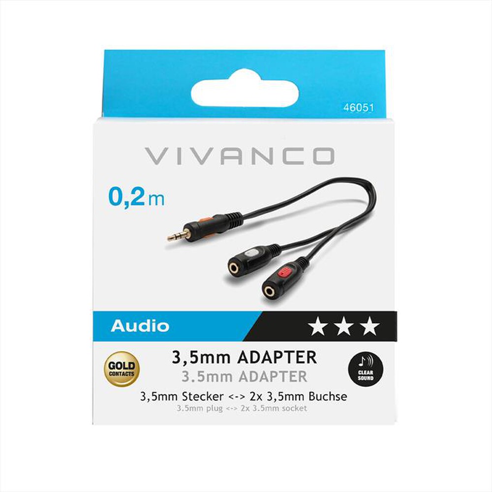 Immagine del prodotto SBS - Cavo audio da Jack 3,5 mm m a 2 Jack 3,5 mm f-Nero