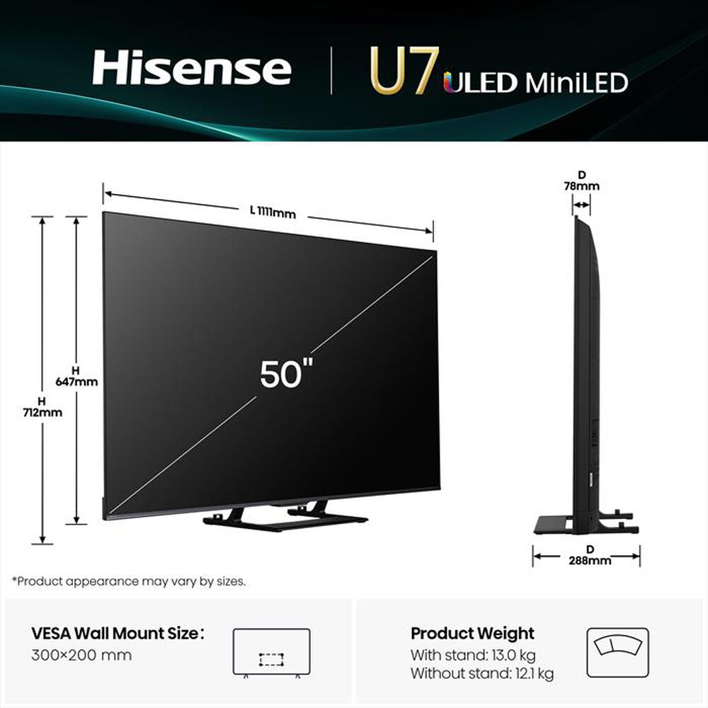 Immagine del prodotto HISENSE - Smart Tv Mini LED 50" 4K Ultra HD 50U79Q 144Hz-NERO