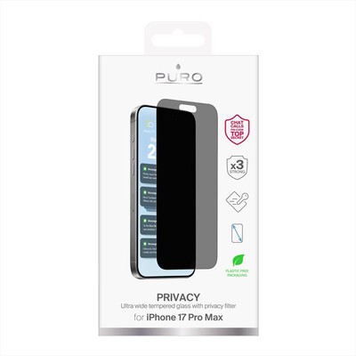 PURO - Vetro Temperato Privacy per iPhone 17 Pro Max-Trasparente