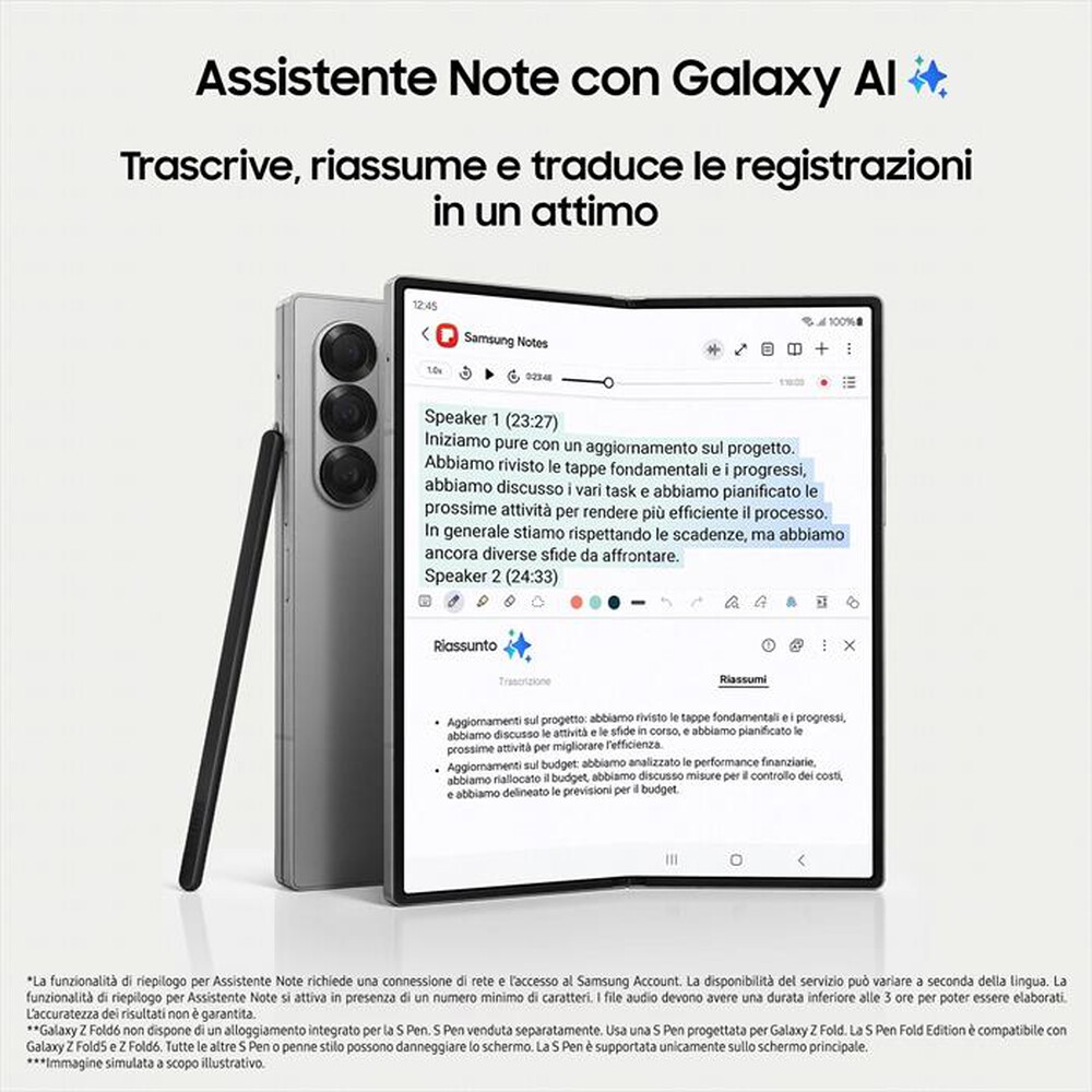 Immagine del prodotto SAMSUNG - Galaxy Z Fold6 12GB + 1TB-Silver Shadow