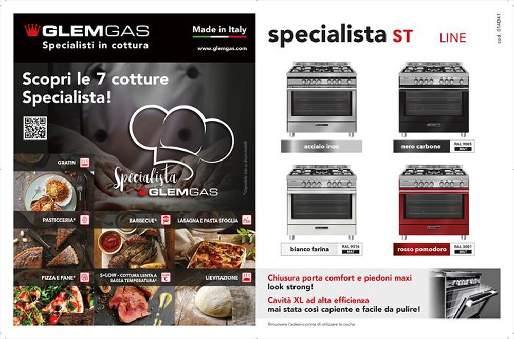 Immagine del prodotto GLEM GAS - Cucina elettrica ST965MRS Classe A+-Rosso Pomodoro