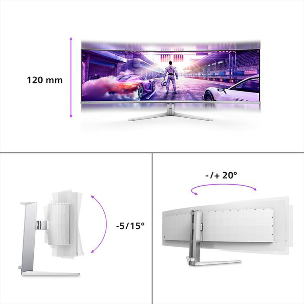 Immagine del prodotto PHILIPS - Monitor Gaming QD OLED 49" 49M2C8900L/00-grigio bianco