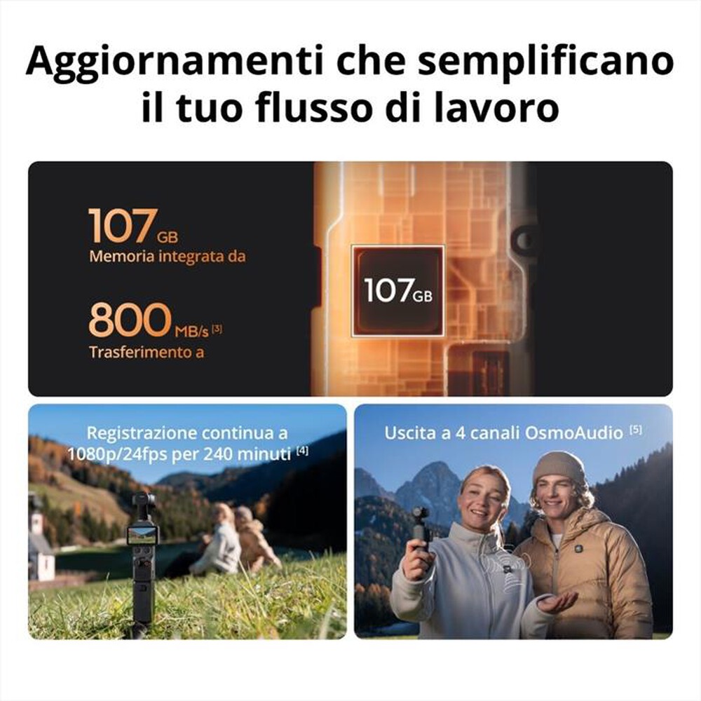 Immagine del prodotto DJI - Action cam OSMO POCKET 4 STANDARD COMBO-Nero