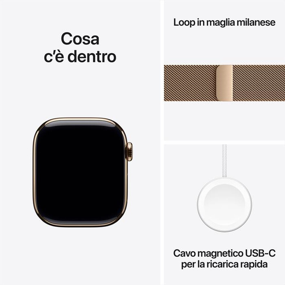 Immagine del prodotto APPLE - Watch Series 11 GPS + Cellular 42mm Titanio-Oro - Loop Milanese Oro
