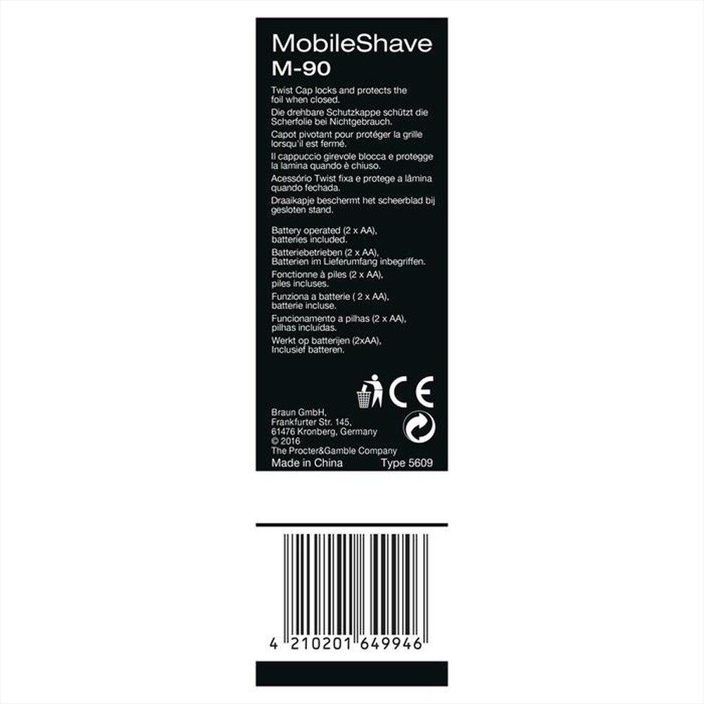 Immagine del prodotto BRAUN - POCKETGO M90 MOBILESHAVE-Nero/Argento
