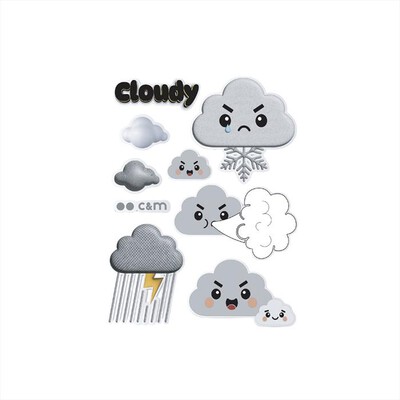 CASEME - Set decorativo stickers, nuvola-Grigio