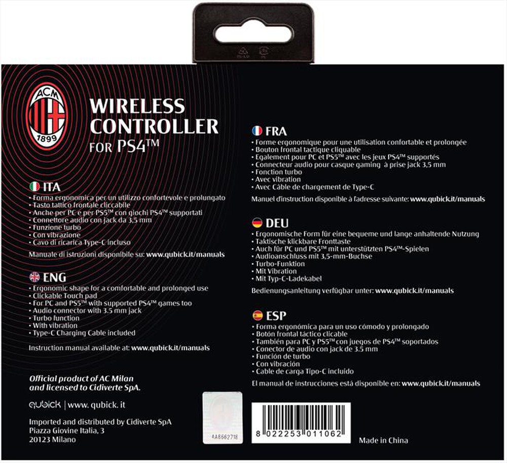 Immagine del prodotto QUBICK - WIRELESS CONTROLLER AC MILAN