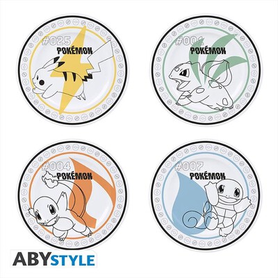 ABYSSE - POKEMON Set di 4 piatti STARTERS +PIKACHU-multicolore