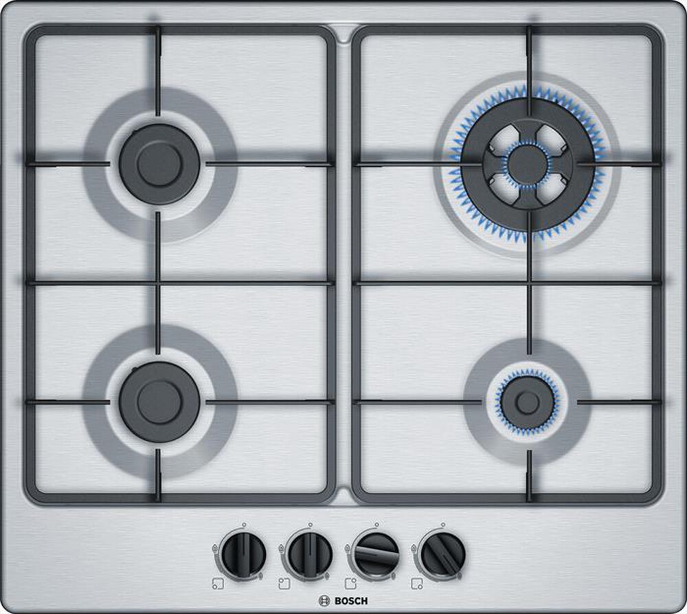 BOSCH - Piano cottura a gas PGH6B5B60 4 fuochi 58,2cm-Inox
