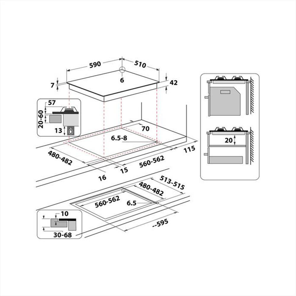Immagine del prodotto WHIRLPOOL - Piano cottura a gas GOA 6423/NB1 59 cm-Nero
