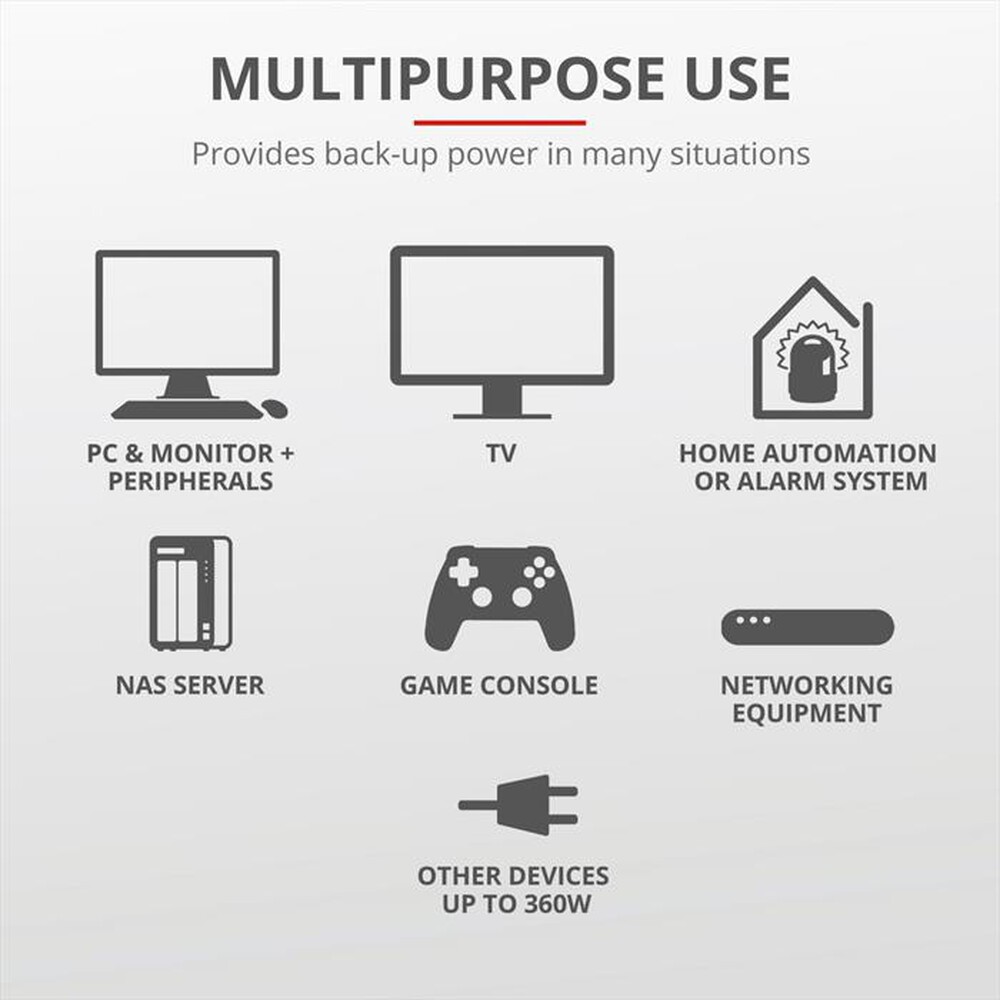 Immagine del prodotto TRUST - PAXXON 800VA UPS 2 OUTLETS-Black