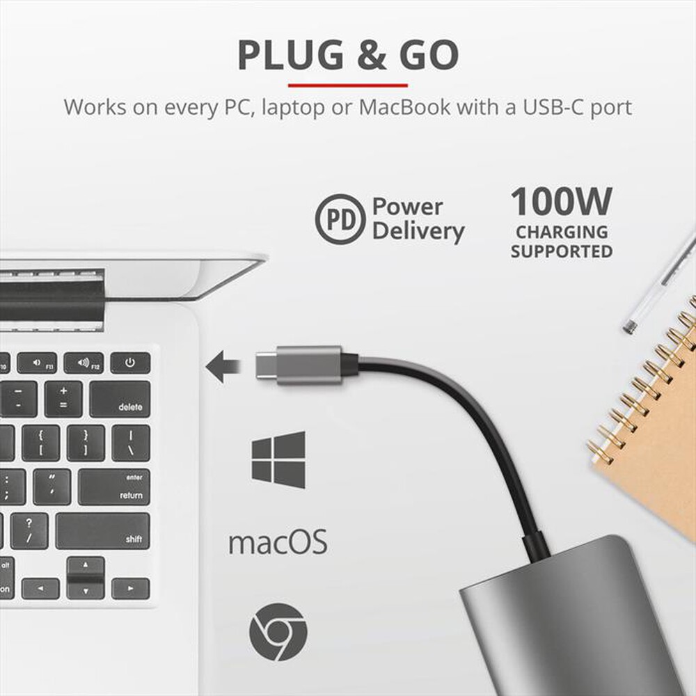 Immagine del prodotto TRUST - DALYX 7-IN-1 USB-C ADAPTER-Grey/Black