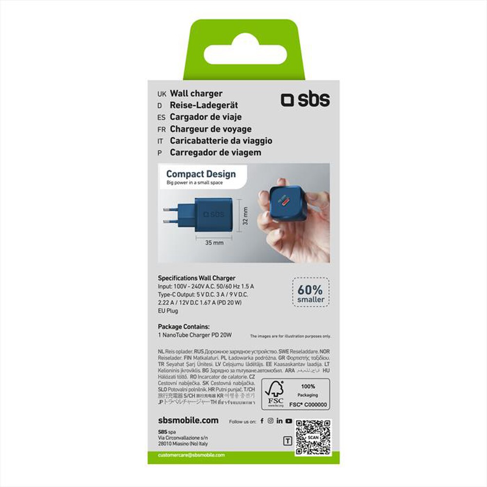 Immagine del prodotto SBS - Caricatore da rete TETRGAN1C20B-Blu