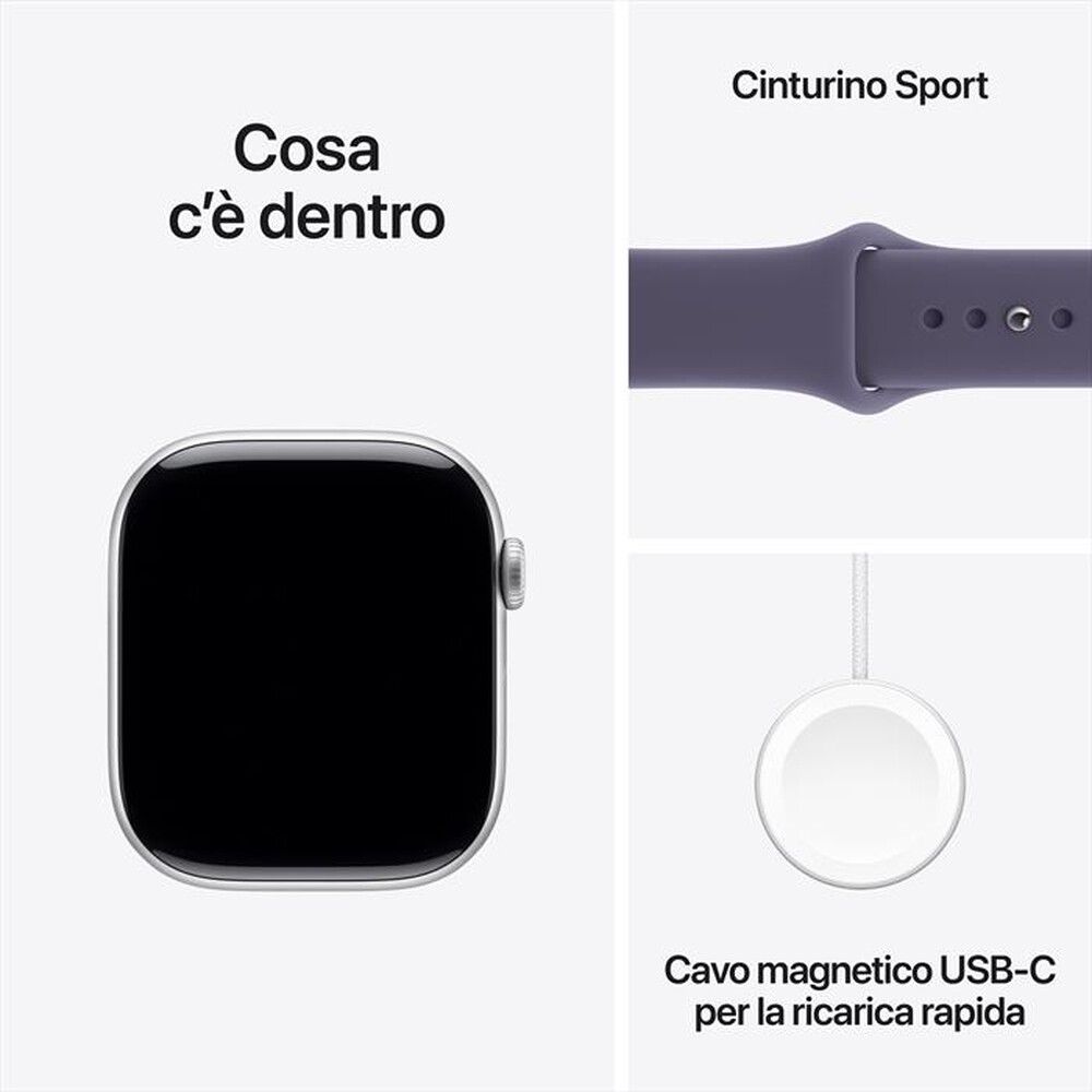 Immagine del prodotto APPLE - Watch Series 11 GPS + Cellular 46mm Alluminio-Argento Sport Band Viola - M/L