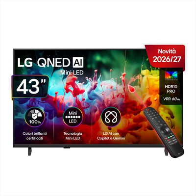 LG - Smart TV 43" QNED AI MINILED QNED70B 43QNED70B6C-Charcoal Black