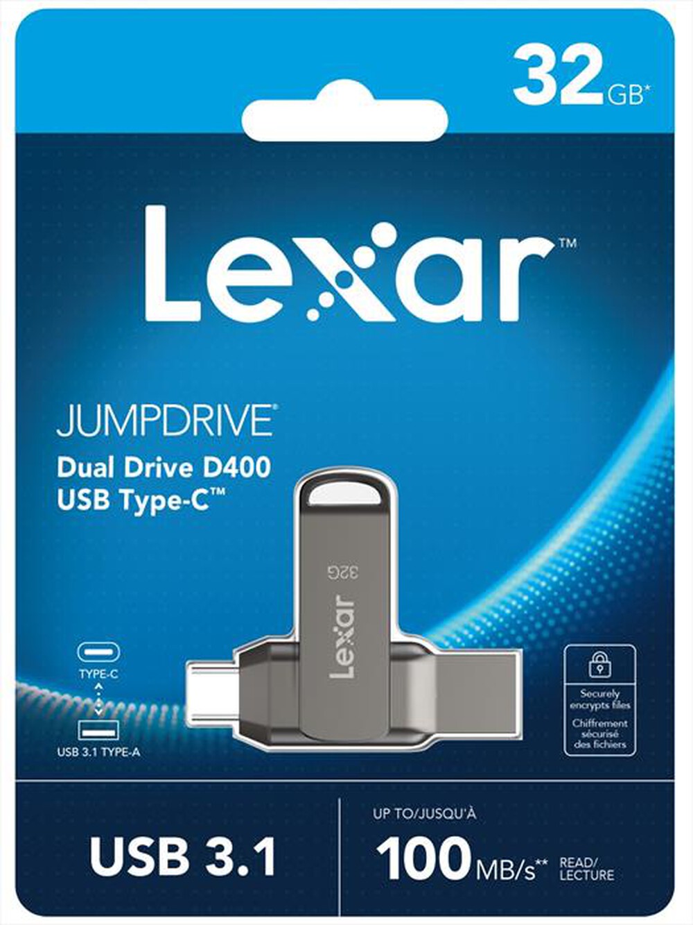 Immagine del prodotto LEXAR - JD DUAL DRIVE D400 USB 3.1 32GB-Grigio