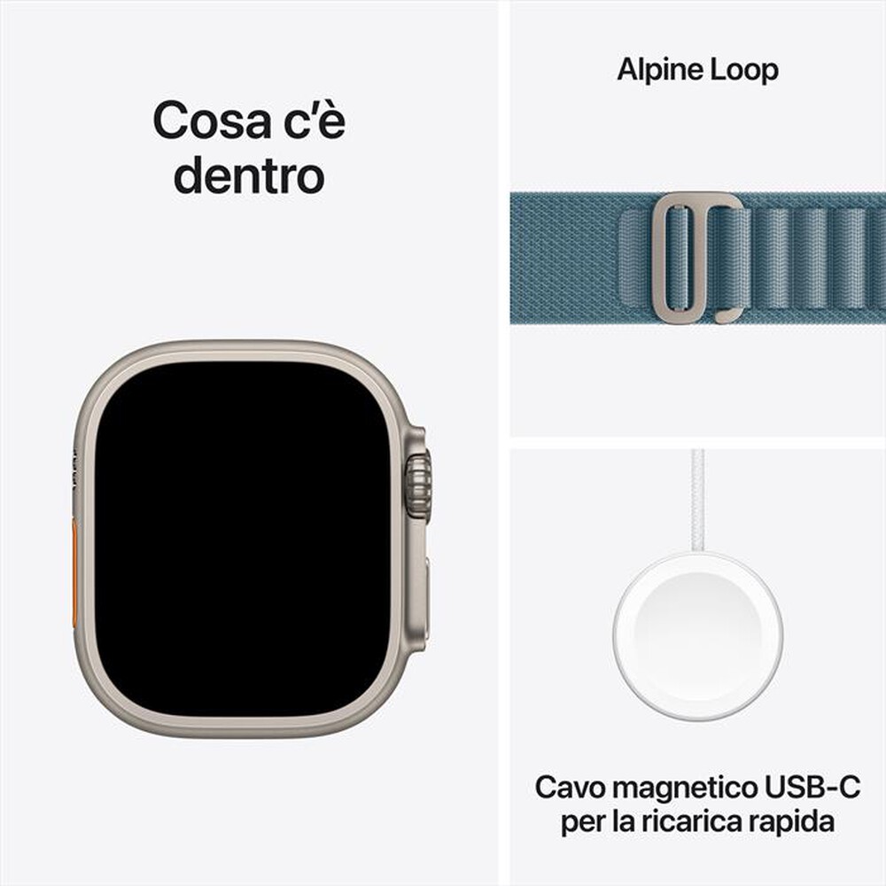 Immagine del prodotto APPLE - Watch Ultra 3 GPS + Cellular 49mm Titanio Naturale-Alpine Loop Blu Chiaro - M