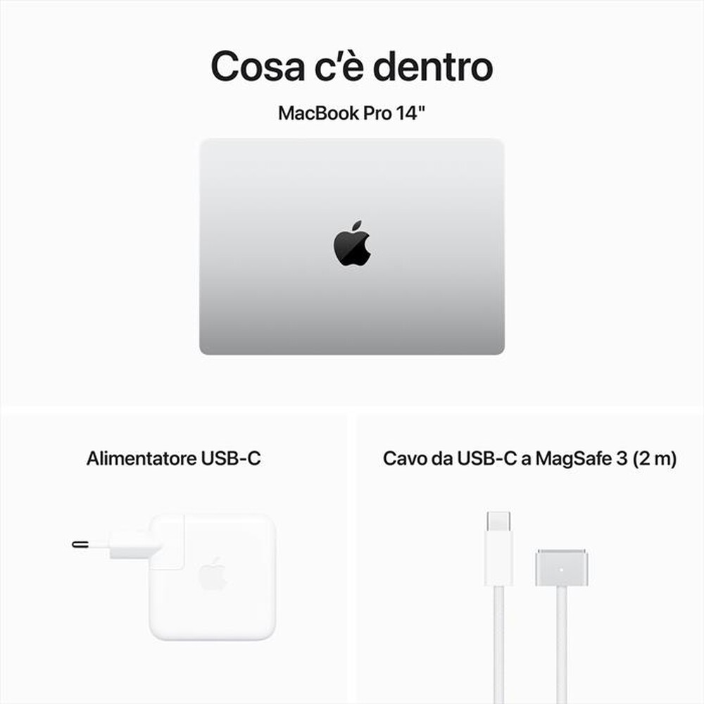 Immagine del prodotto APPLE - MACBOOK PRO 14'' M3 CORE 8 CPU 10 GPU 512GB-Argento