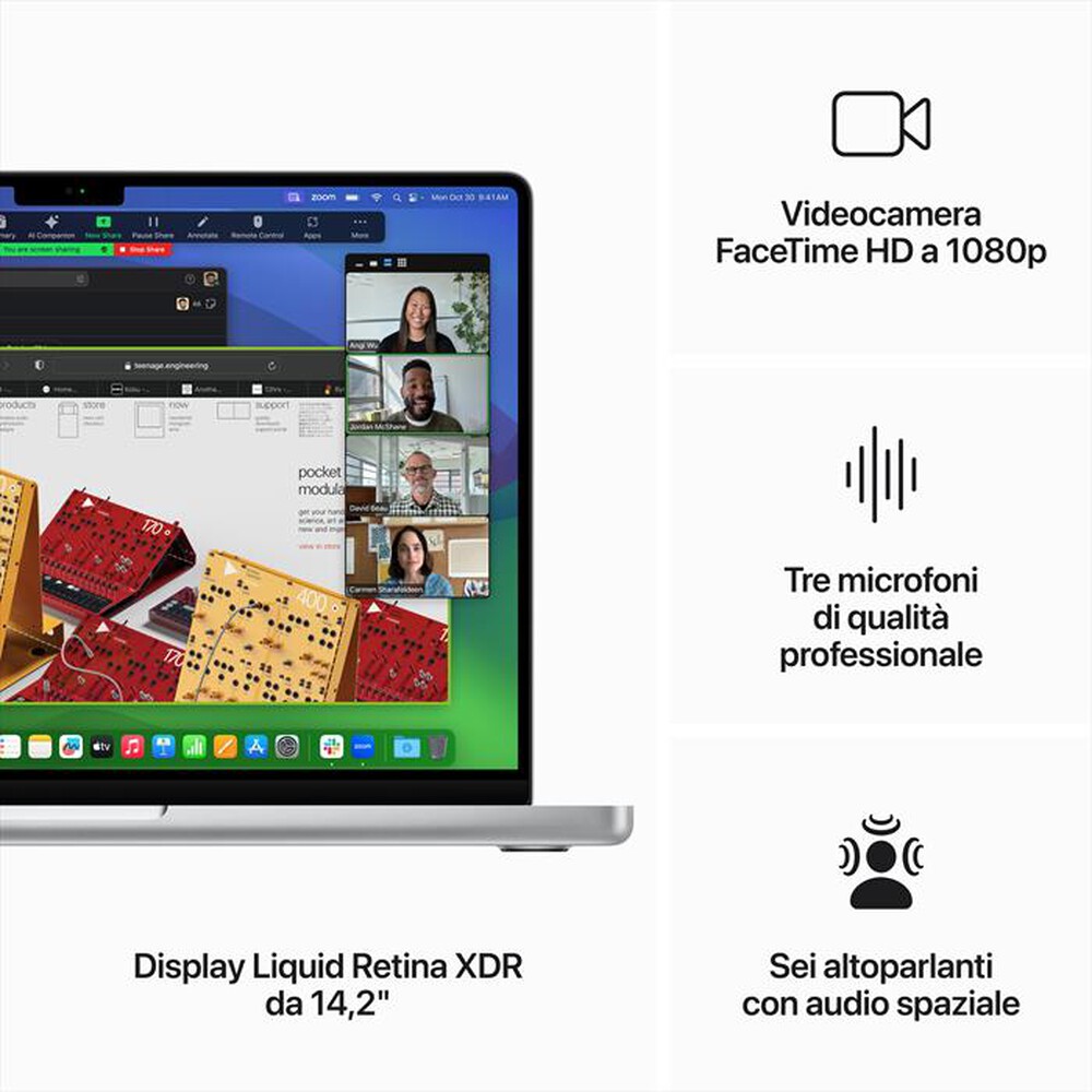 Immagine del prodotto APPLE - MACBOOK PRO 14'' M3 MAX CORE 14 CPU 30 GPU 1TB-Argento
