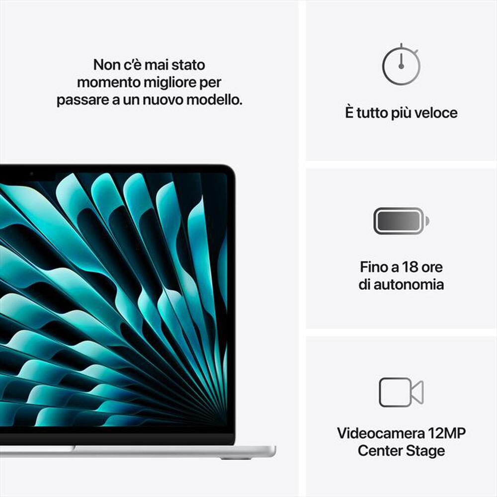 Immagine del prodotto APPLE - MacBook Air 13'' M4 10 CPU 10 GPU 24GB 512GB SSD-Argento