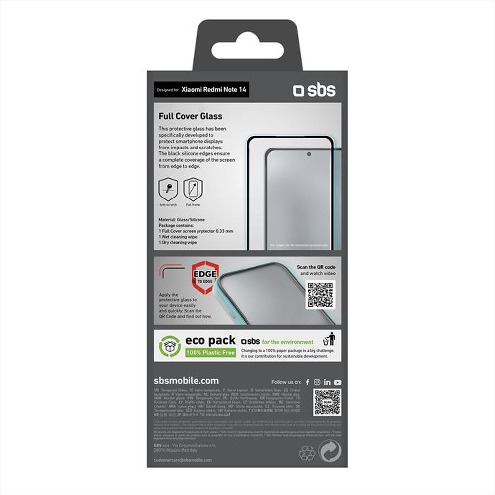 Immagine del prodotto SBS - Full cover glass per Redmi Note 14 TESCRFCXIRNO14-Nero