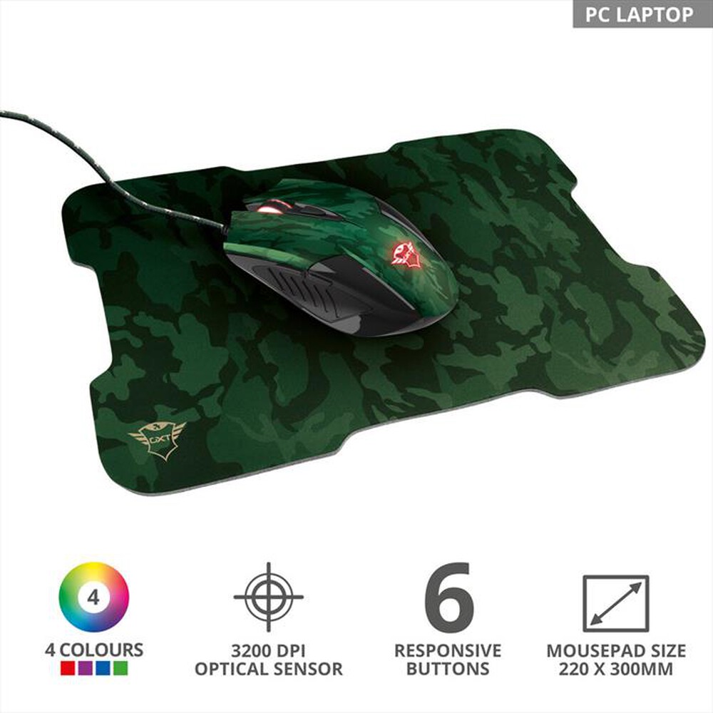 Immagine del prodotto TRUST - GXT781 RIXA CAMO MOUSE & PAD-Camouflage