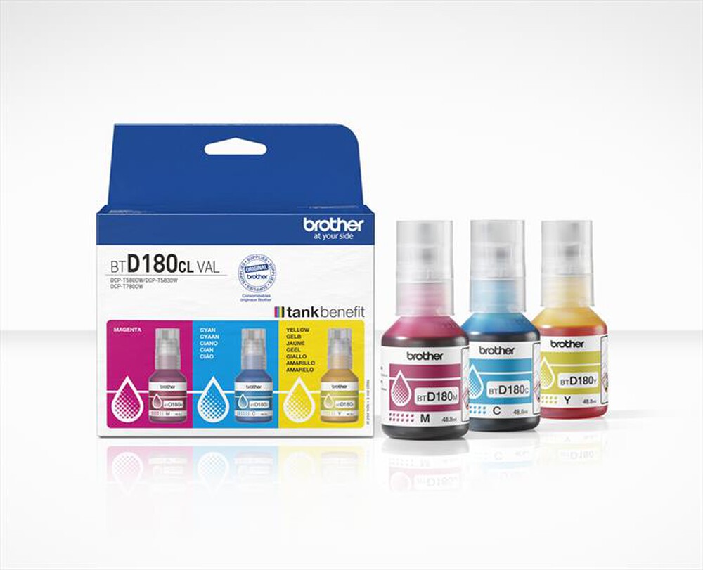 Immagine del prodotto BROTHER - Kit da 3 flaconi BTD180CLVAL-Ciano, magenta, giallo
