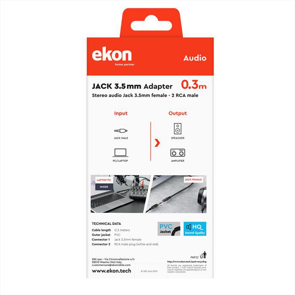 Immagine del prodotto SBS - ECAJACK2RCA03FM-Nero