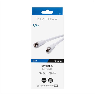 SBS - Receifer connection,F plug.F plug.7,5m-Bianco