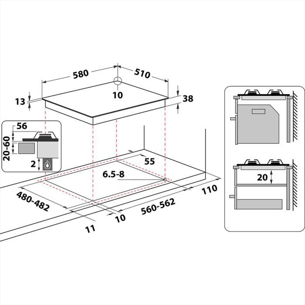 Immagine del prodotto HOTPOINT ARISTON - Piano cottura a gas PPH 60G DF/IX HOB OA 4 fuochi