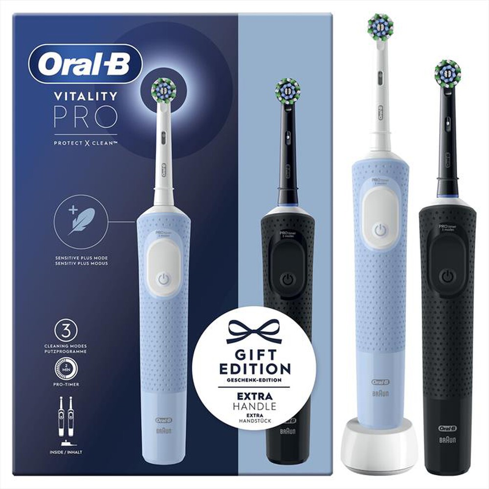 Immagine del prodotto ORAL-B - Spazzolino elettrico PW VITALITY PRO DUO HBOX-Blu, Nero
